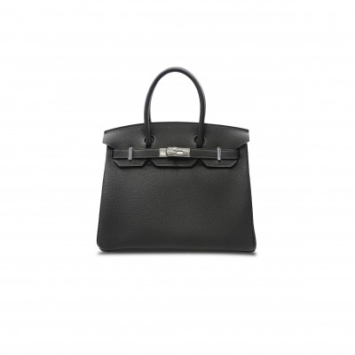 HERMES MASTER BIRKIN 35 EPSOM LEATHER BLACK BAG SILVER BUCKLE BAG BK303STGSS (35*28*18cm)